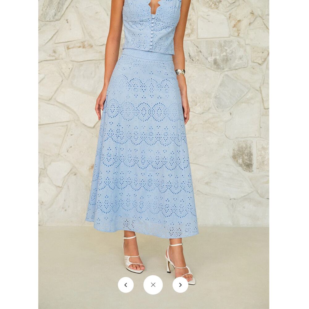 Commense Eyelet Pattern Maxi Skirt Varius Sizes - Picture 5 of 5
